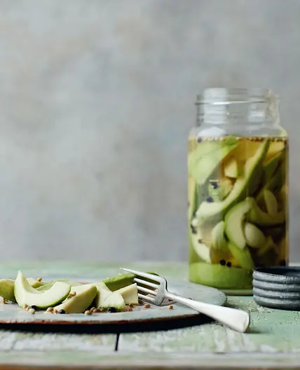 Quick pickled avocados