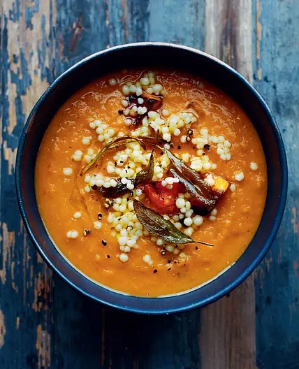 Roast pumpkin, sage and maftool soup