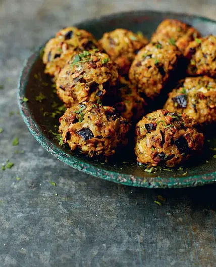 Aubergine and feta kefte