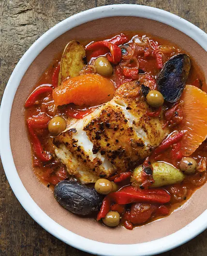 lingcod with citrus and arbequina olives