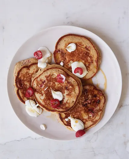 Raspberry Pancakes with Maple Yogurt
