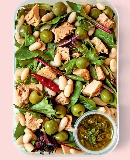 Sicilian olive, tuna and cannellini bean salad
