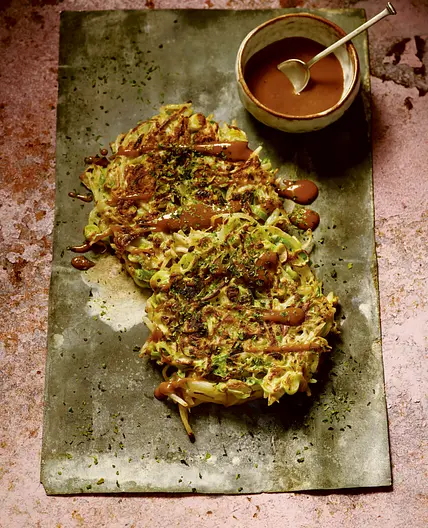 BEANSPROUT PANCAKE with miso-wasabi mayo