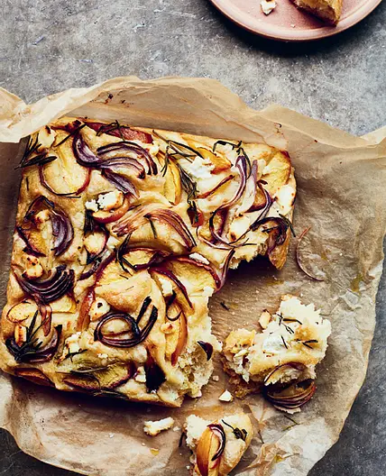 Nectarine, rosemary & ricotta focaccia