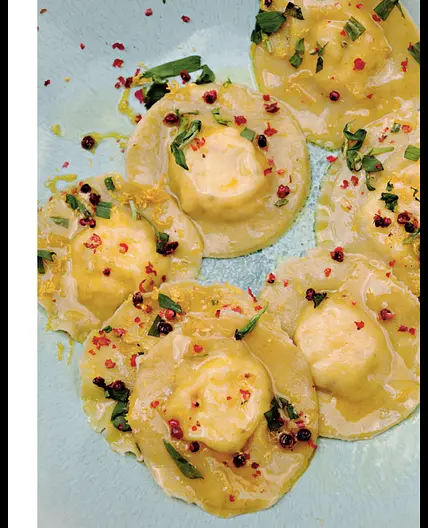 Lemon and goat cheese ravioli