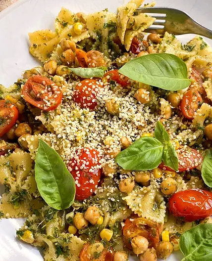 Corn, Chickpea and Tomato Farfalle