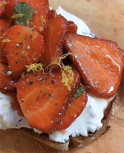 Whipped Feta & Strawberries on Toast