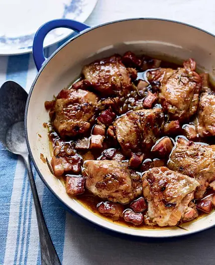 Chicken And Pancetta Cooked In Beer - Pollo Cotto In Birra E Pancetta (Extracted from Gino's Italian Express by Gino D’Acampo)