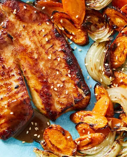 Miso-Honey Glazed Tilapia & Sesame Carrots
