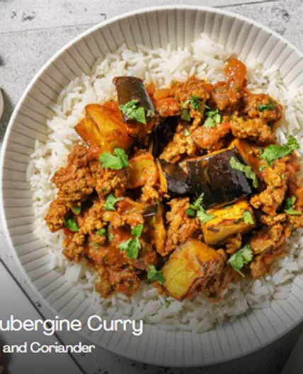 Lamb and Aubergine Curry with Basmati Rice and Coriander