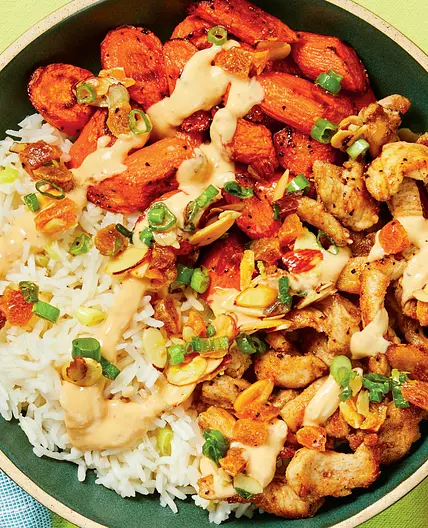 HF-Spiced Chicken & Roasted Carrot Bowl