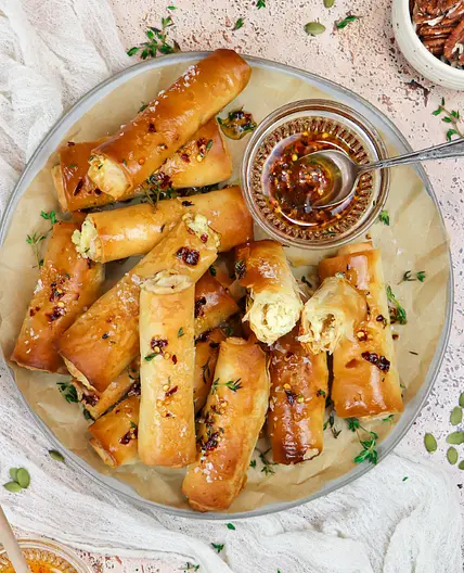 Flaky Chili Honey Feta Rolls