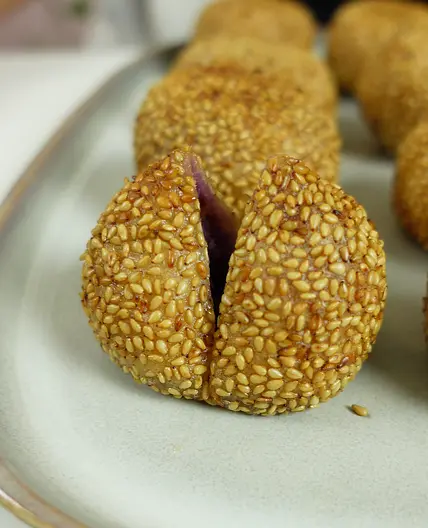 Fried Ube Sticky Rice Balls (Buchi)