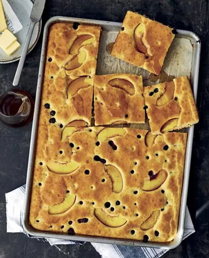 Blueberry-Peach Sheet Pancake