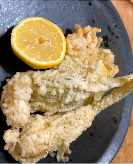 Fried Squash Blossoms with Calabrian Chili Aioli