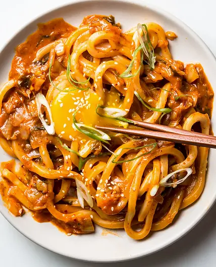 Kimchi Udon with Scallions