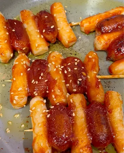 Sausage Rice Cake Skewers (Sotteok)