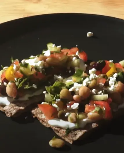 Bean salad cracker snack