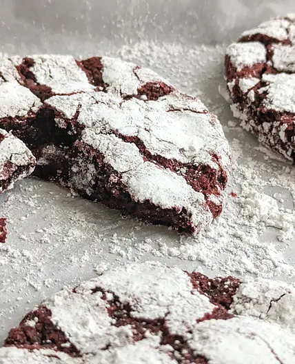 Red Velvet Crinkle Cookies