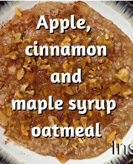 Instant Pot Oatmeal with apple, walnuts, cinnamon and maple syrup