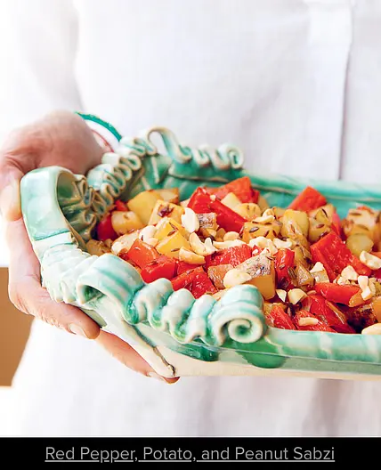 Red Pepper, Potato and Peanut Sabzi