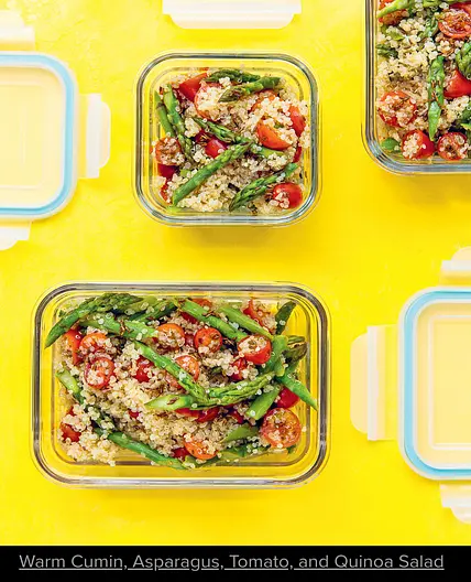 Warm Cumin, Asparagus, Tomato, Quinoa Salad