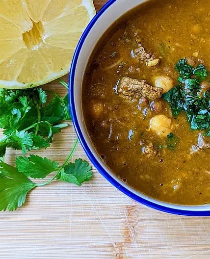 Moroccan Hrira- Hearty Beef Stew With Lentil and Vermicelli