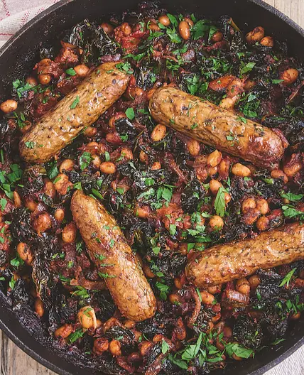 Sticky Baked Beans and Sausages