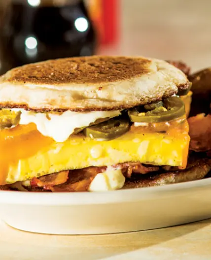 Maine style breakfast sandwich.