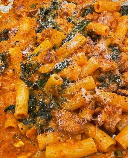 Chorizo Spinach Pasta with Halloumi
