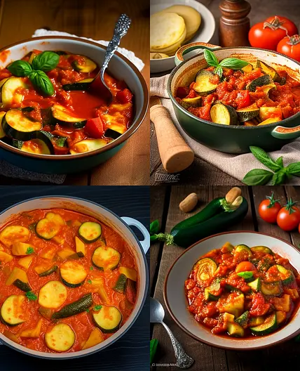 Zucchini stewed in tomato sauce