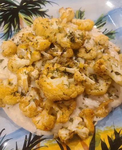 Lemon-Balsamic Butter Smashed Cauliflower 