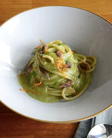 ITALIANO - Spaghetti al finocchio, arancia e acciughe