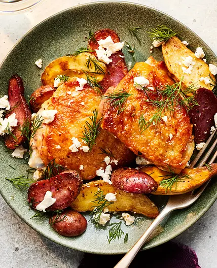 Hot Honey Chicken With Lemon-Oregano Potatoes