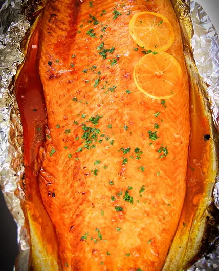 Salmon with Orange,Honey etc sauce