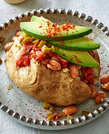 Stuffed Potatoes with Salsa & Beans