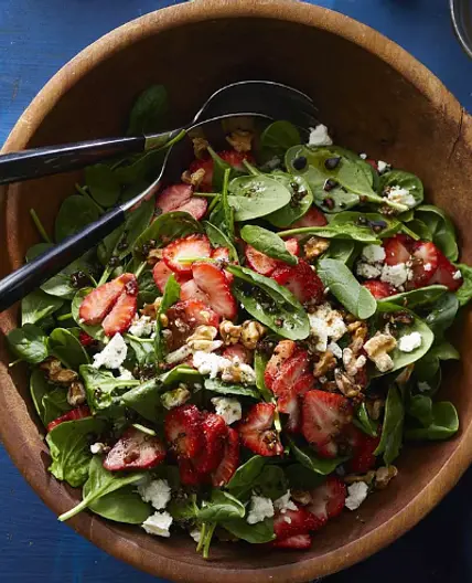 Spinach-Strawberry Salad with Feta & Walnuts