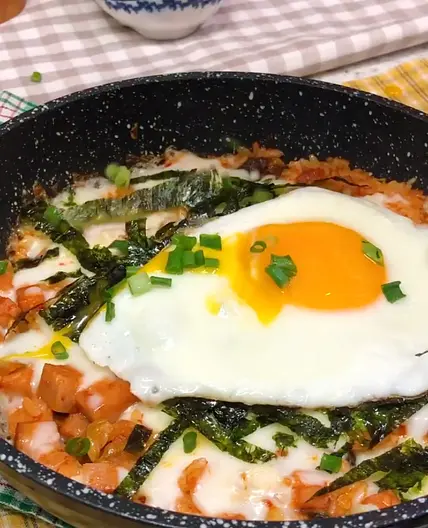 Cheesy Spam Kimchi Fried Rice