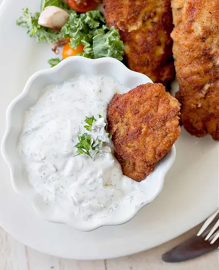 Chicken Tenders with Dill Sour Cream Dipping Sauce