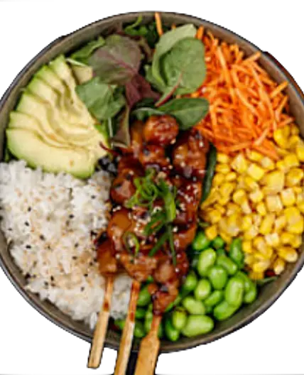 Poke bowl saumon teriyaki