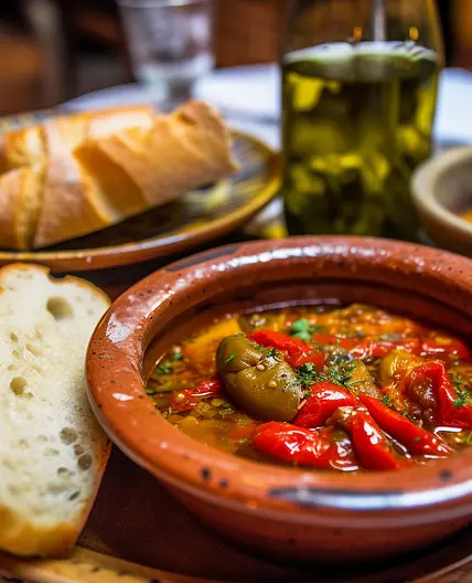 Fiery Algerian Filfla - Roasted Peppers with Garlic and Tomato