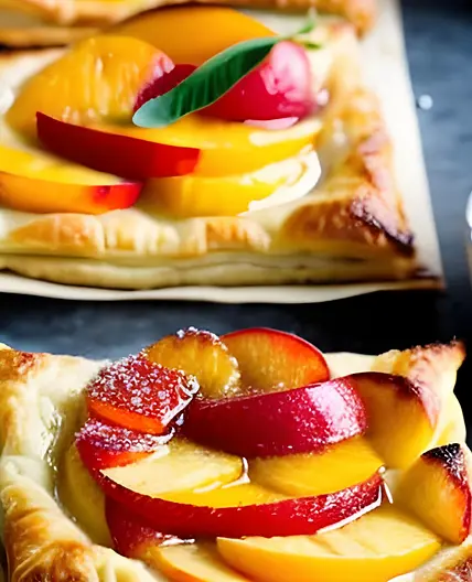 Golden Upside-Down Peach Puff Pastries