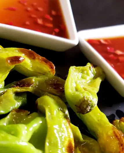 Blistered Shishito Peppers w Chili Lme Sauce