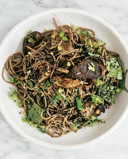 Black Sesame Mushrooms with Soba Noodles