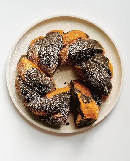 Sweet Potato and Black Sesame Marble Bundt