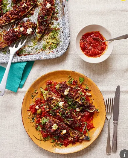 [Veggie] Freekeh stuffed courgettes