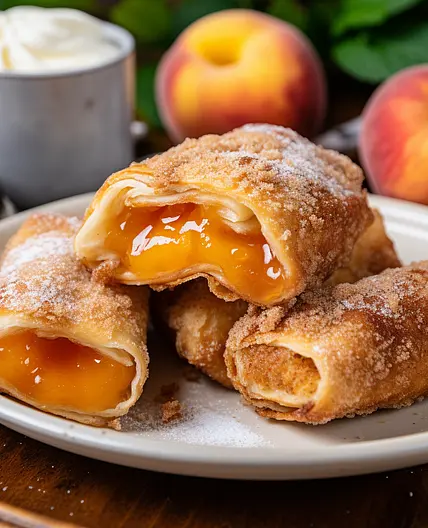 Peach Cobbler Egg Rolls