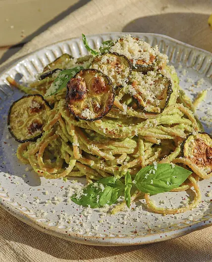 Creamy Vegan Zucchini Lemon Pasta