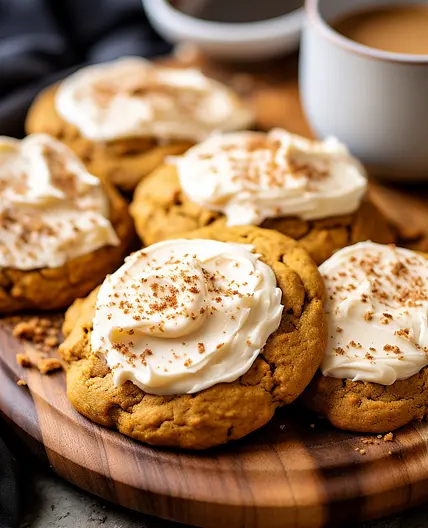 Pumpkin Spice Latte Cookies with Cream Cheese Frosting