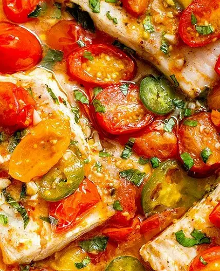 TILAPIA IN TOMATO BASIL SAUCE